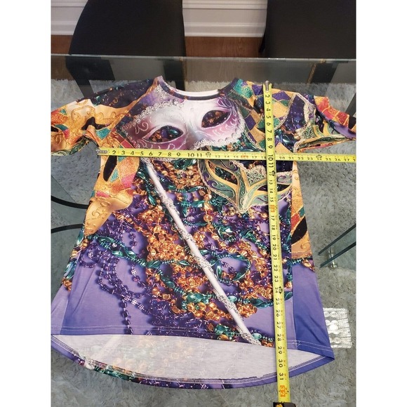 Womens Multicolor Geomatric Long Sleeve Round Neck Casual Top Blouse Size 2XL - Picture 9 of 10